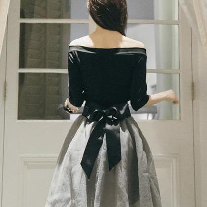 Cute Black And Gray Short Dress Fashion Girl Dress