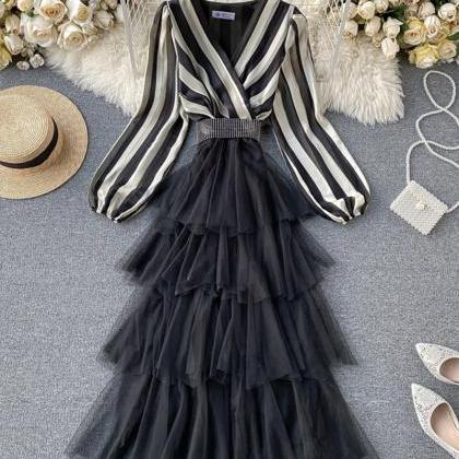 Stylish striped irregular dress