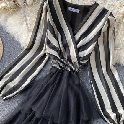 Stylish striped irregular dress