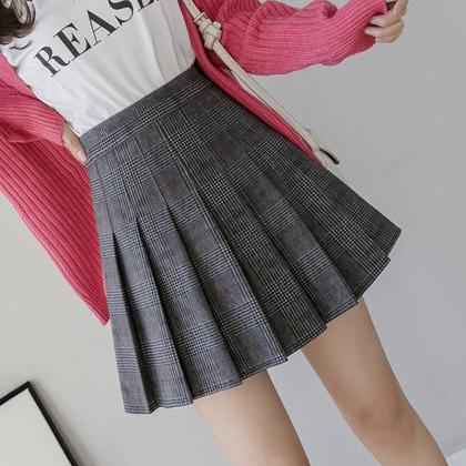 Cute A line plaid skirt short skirt