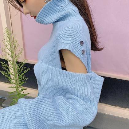 Uniquely Designed Turtleneck Sweater Loose..