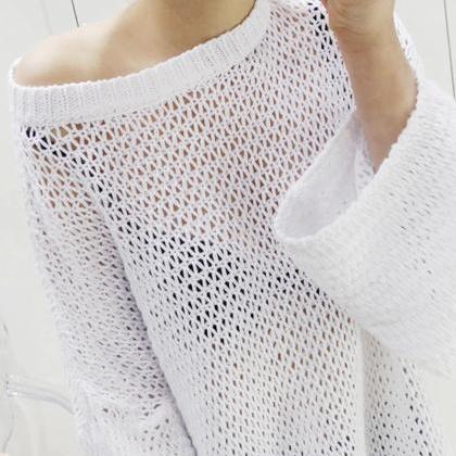 Simple Hollow Long Sleeve Sweater