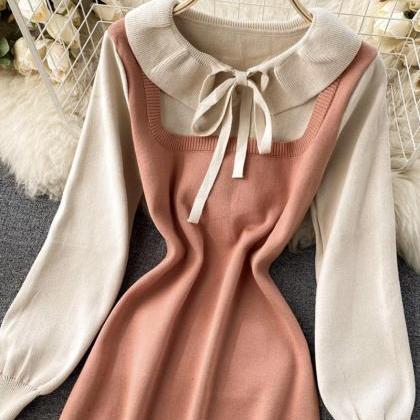 Sweet Long Sleeve Sweater Sweater Dress