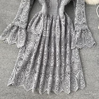 A Line Lace Long Sleeve Dress Fashion Dress