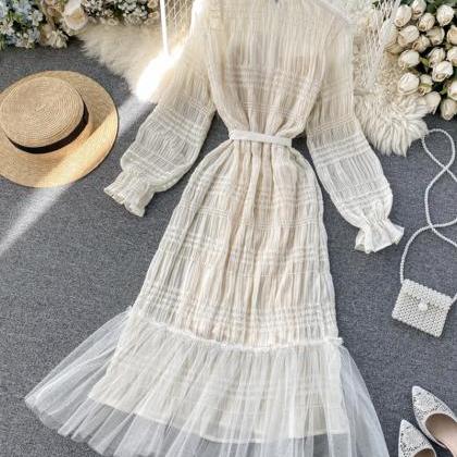 Unique Tulle Long Sleeve Dress Fashion Dress