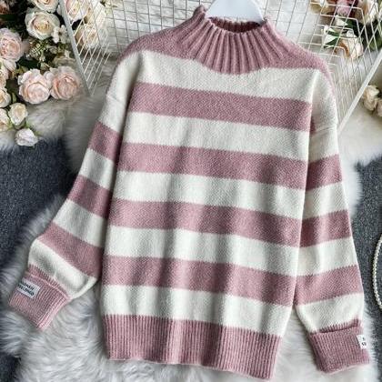 Simple Stripe Long Sleeve Sweater