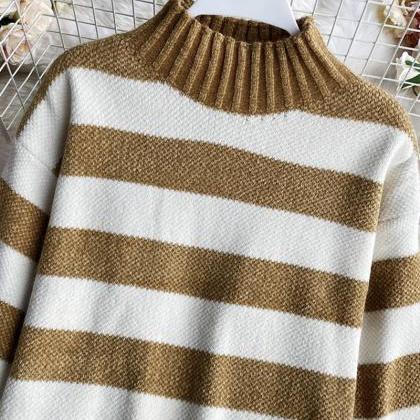 Simple Stripe Long Sleeve Sweater