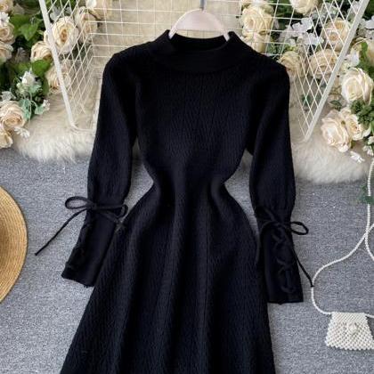 Knitted Long Sleeve Dress Sweater Dress