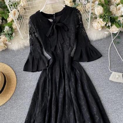 Black A Line Lace Short Dress