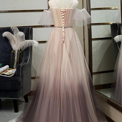 Stylish A Line Tulle Long Prom Dress Evening Dress