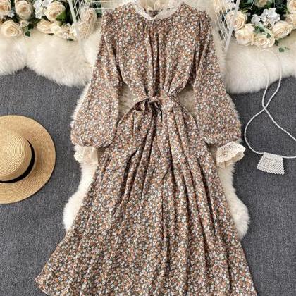 Lovely Floral Long Sleeve Dress