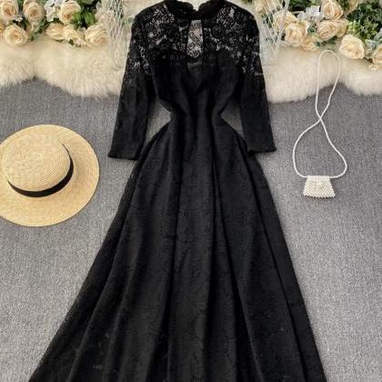 A line lace long dress simple dress