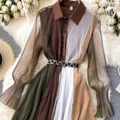 Stylish Long Sleeve Dress Shirt Dress