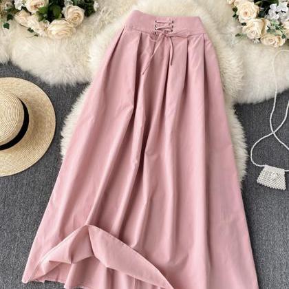 Pink A line skirt cute skirt