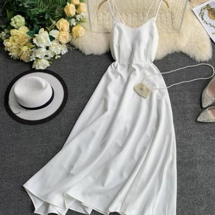 Simple A Line V Neck Dress Fashion Dress