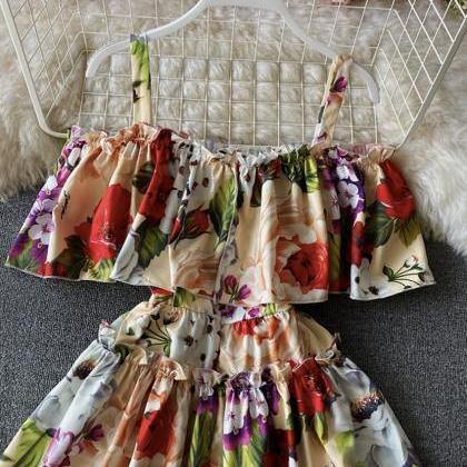 Sweet floral pattern short dress
