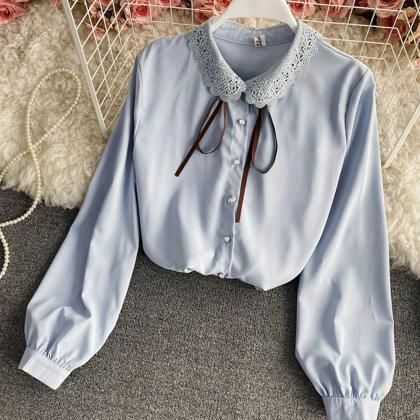 Cute Lace Long Sleeve Shirt