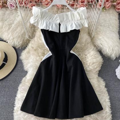 Cute A Line Short Dress Black Dress