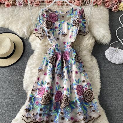 Cute A Line Embroidery Short Dress