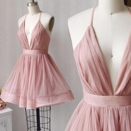 Cute Tulle Short Pink Prom Dress Evening Dress