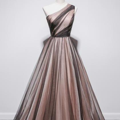 Stylish A Line One Shoulder Long Prom Dress..