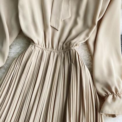 A Line Chiffon Dress Long Sleeve Dress