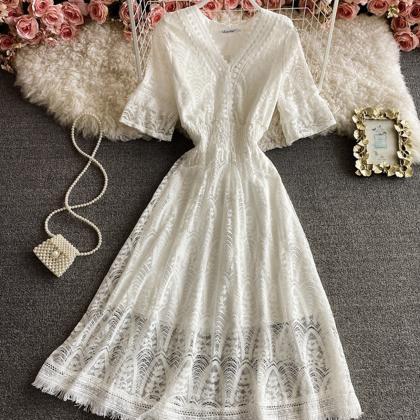 Cute A Line Lace Dress Fashion Dress