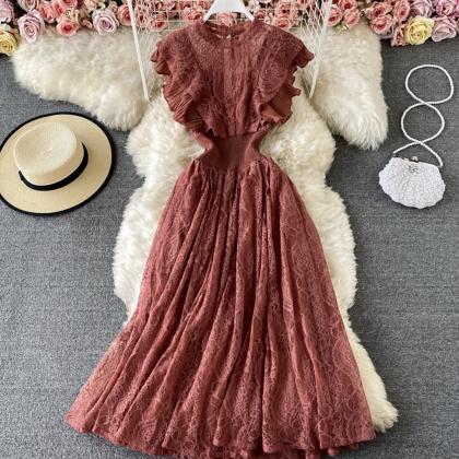 Cute A Line Lace Dress Short Dress