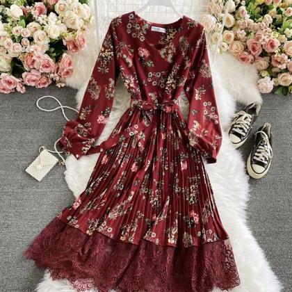 Stylish A Line Lace Dress Floral Dress