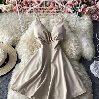 Cute A Line V Neck Short Dress on Luulla