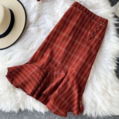 Stylish two pieces sets plaid top +..