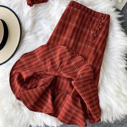Stylish two pieces sets plaid top +..