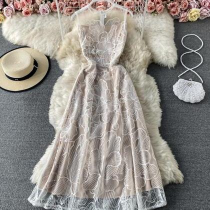 Cute Lace Long A Line Dress Fashion Dress