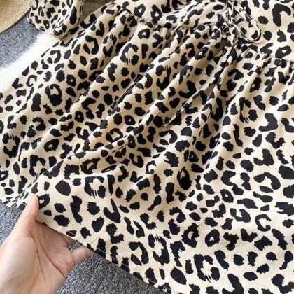 Stylish A Line Leopard Print Dress
