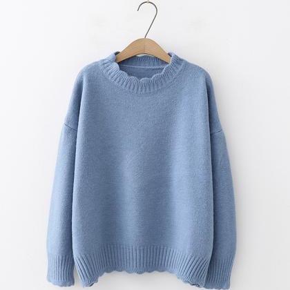 Simple Round Neck Sweater Long Sleeve Sweater