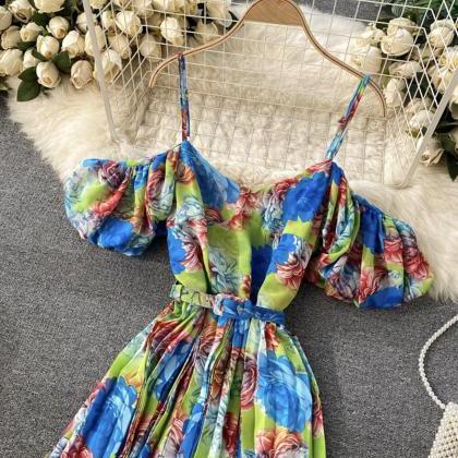 A line v neck floral dress fashion ..