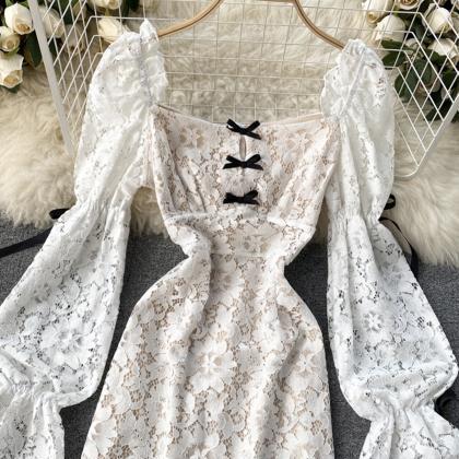 Cute lace long sleeve dress