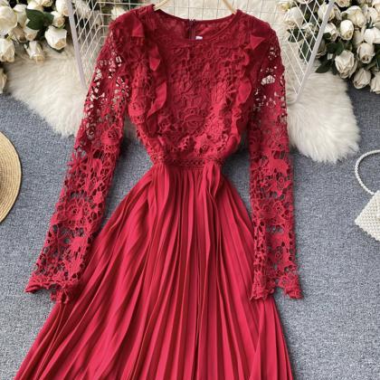 Stylish Long Sleeve Lace Dress