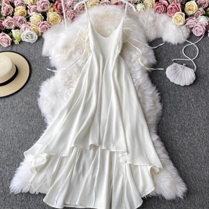 Cute V Neck Short Dress White Dress
