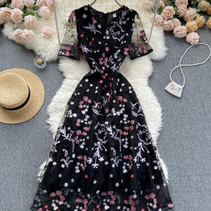 Black A Line Lace Short Dress Fashion Dress