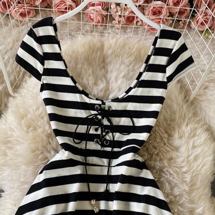 Cute A Line Striped Dress Fashion Dress