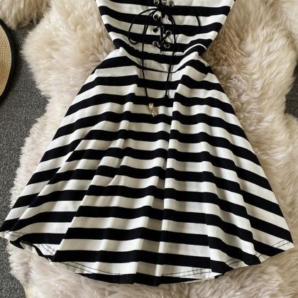 Cute A Line Striped Dress Fashion Dress