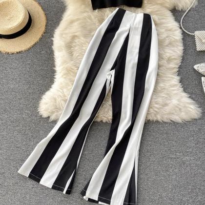 Stylish Two Pieces Sets Striped Suit