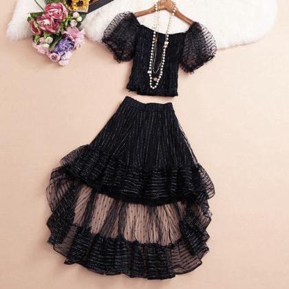Cute Two Pieces Dress High Low Dress