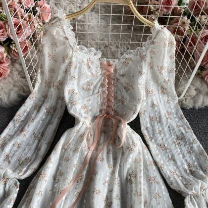 Cute A line lace short dress floral..