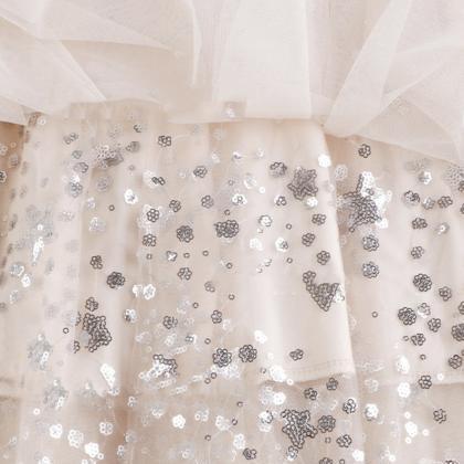 Cute A line tulle sequins skirt