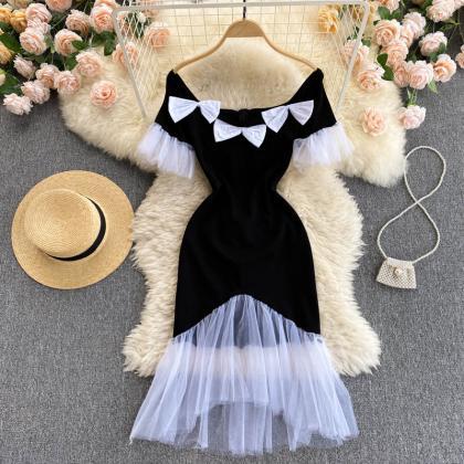 Cute Bow Black Dress Fashion Dress