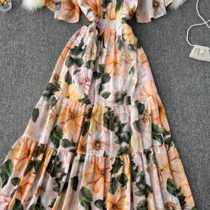 Stylish A line floral dress