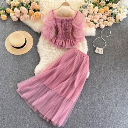 Cute Tulle Two Pieces Dress Fashion Dress