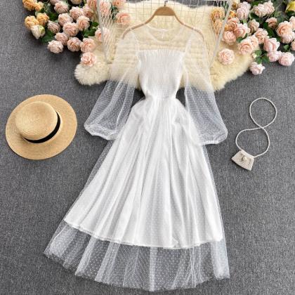 Cute A Line Tulle Long Sleeve Dress Fashion Dress